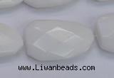 CTW507 15.5 inches 20*30mm faceted & twisted white porcelain beads