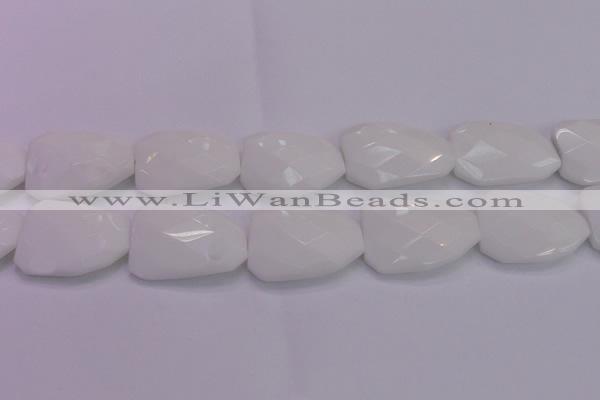 CTW515 15.5 inches 30*40mm faceted & twisted white porcelain beads