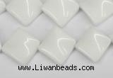 CTW57 15.5 inches 15*15mm twisted diamond white agate beads