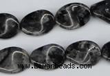 CTW64 15.5 inches 13*18mm twisted oval black labradorite beads