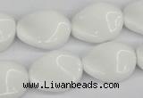 CTW76 15.5 inches 15*20mm twisted oval white agate gemstone beads