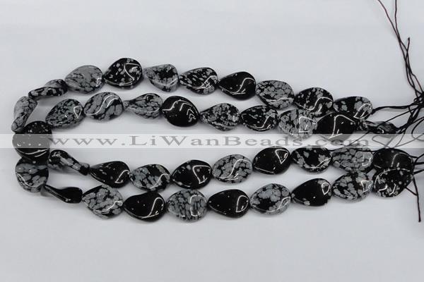 CTW78 15.5 inches 15*20mm twisted oval snowflake obsidian beads