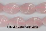 CTW80 15.5 inches 15*20mm twisted oval rose quartz beads