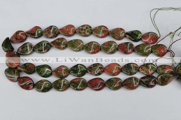 CTW81 15.5 inches 15*20mm twisted oval unakite gemstone beads