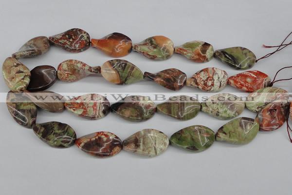 CTW93 15.5 inches 18*30mm twisted oval rainforest agate gemstone beads