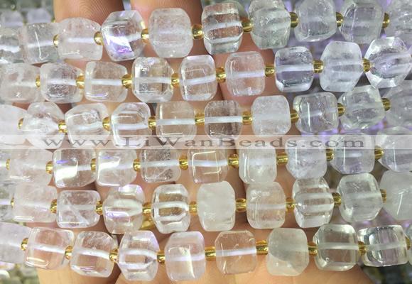 CUBS22 15 inches 8*8mm faceted cube white crystal gemstone beads