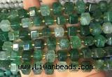 CUBS26 15 inches 8*8mm faceted cube green strawberry quartz gemstone beads