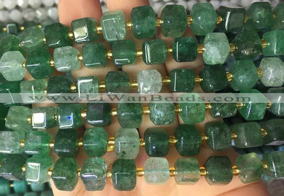 CUBS26 15 inches 8*8mm faceted cube green strawberry quartz gemstone beads