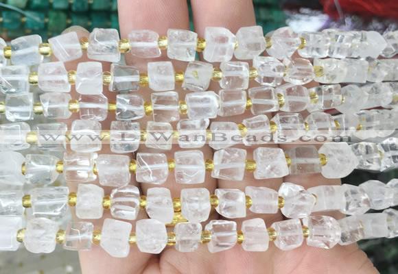 CUBS35 15 inches 6 - 7mm cube white crystal gemstone beads wholesale