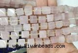 CUBS39 15 inches 7 - 8mm cube rose quartz gemstone beads wholesale