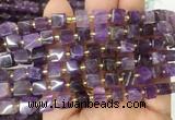 CUBS42 15 inches 7 - 8mm cube amethyst gemstone beads wholesale