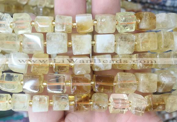 CUBS49 15 inches 8 - 9mm cube citrine gemstone beads wholesale