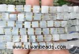 CUBS54 15 inches 7 - 8mm cube aquamarine gemstone beads wholesale