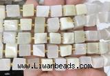 CUBS73 15 inches 8 - 9mm cube white moonstone gemstone beads wholesale