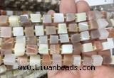 CUBS74 15 inches 6 - 7mm cube colorful moonstone gemstone beads wholesale