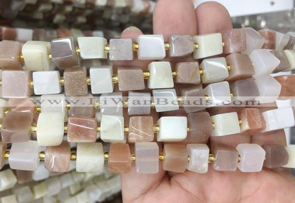 CUBS74 15 inches 6 - 7mm cube colorful moonstone gemstone beads wholesale