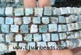 CUBS88 15 inches 8 - 9mm cube larimar gemstone beads wholesale