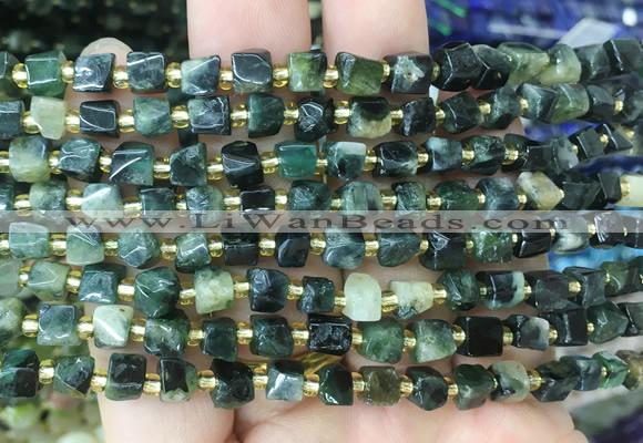 CUBS95 15 inches 5 - 6mm cube emerald gemstone beads wholesale