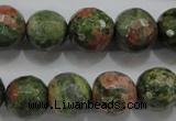 CUG303 15.5 inches 10mm faceted round unakite gemstone beads