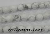 CWB212 15.5 inches 8mm faceted round natural white howlite beads