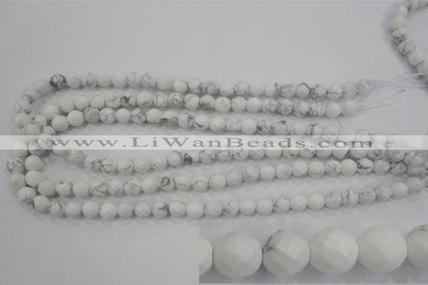 CWB212 15.5 inches 8mm faceted round natural white howlite beads