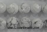 CWB215 15.5 inches 14mm faceted round natural white howlite beads