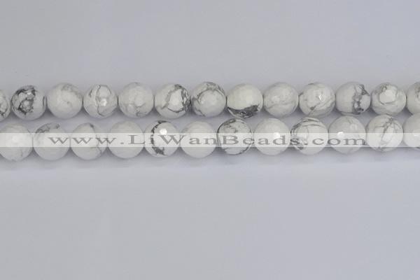 CWB235 15.5 inches 14mm faceted round white howlite beads