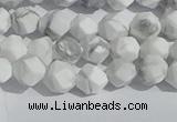 CWB244 15.5 inches 6mm faceted nuggets matte white howlite beads