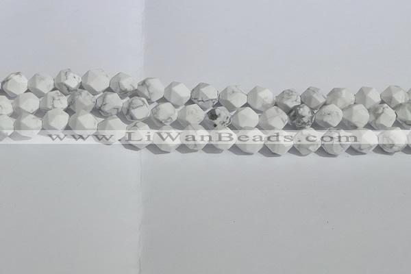 CWB245 15.5 inches 8mm faceted nuggets matte white howlite beads