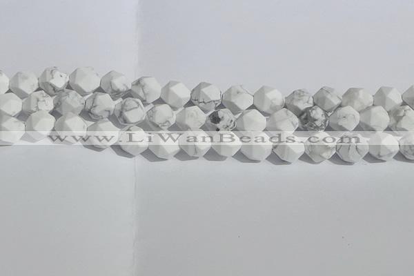 CWB246 15.5 inches 10mm faceted nuggets matte white howlite beads