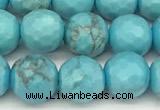 CWB260 15 inches 6mm faceted round howlite turquoise beads