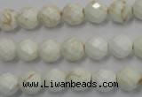 CWB302 15.5 inches 8mm faceted round howlite turquoise beads