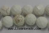 CWB304 15.5 inches 12mm faceted round howlite turquoise beads