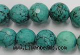 CWB426 15.5 inches 14mm faceted round howlite turquoise beads