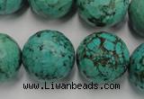 CWB428 15.5 inches 18mm faceted round howlite turquoise beads