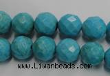 CWB434 15.5 inches 12mm faceted round howlite turquoise beads