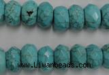 CWB447 15.5 inches 8*12mm faceted rondelle howlite turquoise beads