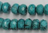 CWB448 15.5 inches 8*12mm faceted rondelle howlite turquoise beads