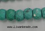 CWB452 15.5 inches 10*14mm faceted rondelle howlite turquoise beads