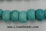 CWB454 15.5 inches 10*14mm faceted rondelle howlite turquoise beads