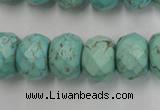 CWB457 15.5 inches 12*16mm faceted rondelle howlite turquoise beads