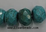 CWB460 15.5 inches 13*18mm faceted rondelle howlite turquoise beads