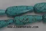 CWB472 15.5 inches 10*30mm faceted teardrop howlite turquoise beads