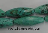 CWB487 15.5 inches 10*30mm faceted rice howlite turquoise beads