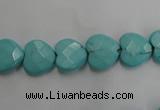 CWB491 15.5 inches 10*10mm faceted heart howlite turquoise beads