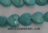 CWB493 15.5 inches 15*15mm faceted heart howlite turquoise beads