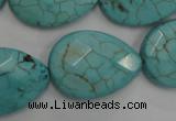 CWB506 15.5 inches 18*25mm faceted flat teardrop howlite turquoise beads