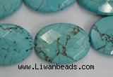 CWB516 15.5 inches 18*25mm faceted oval howlite turquoise beads