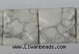 CWB62 15.5 inches 25*25mm wavy square natural white howlite beads