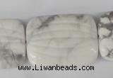 CWB63 15.5 inches 25*35mm carved rectangle natural white howlite beads